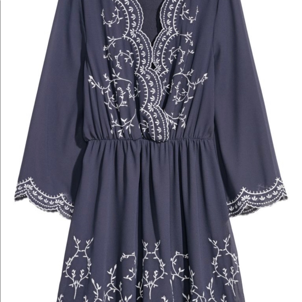 H&M Embroidered Dress size 4 Dark Blue
